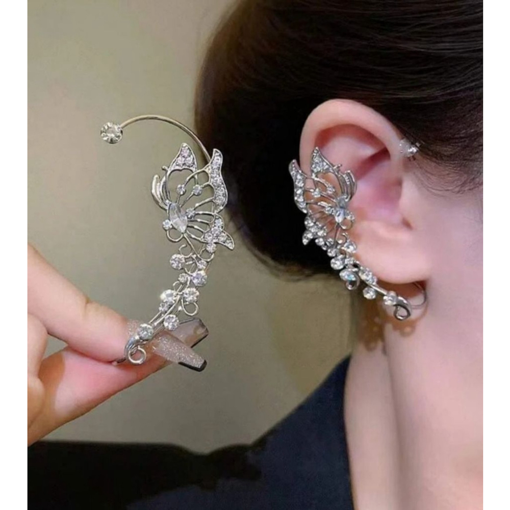 1 Pair Ear Hip Hop Butterfly Fairy Ear Climber Clip Earrings No Piercing.SH
